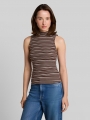 Tom Tailor Slim Fit Top mit Stehkragen - Brown White Stripe Tom Tailor Slim Fit Top mit Stehkragen - Brown White Stripe