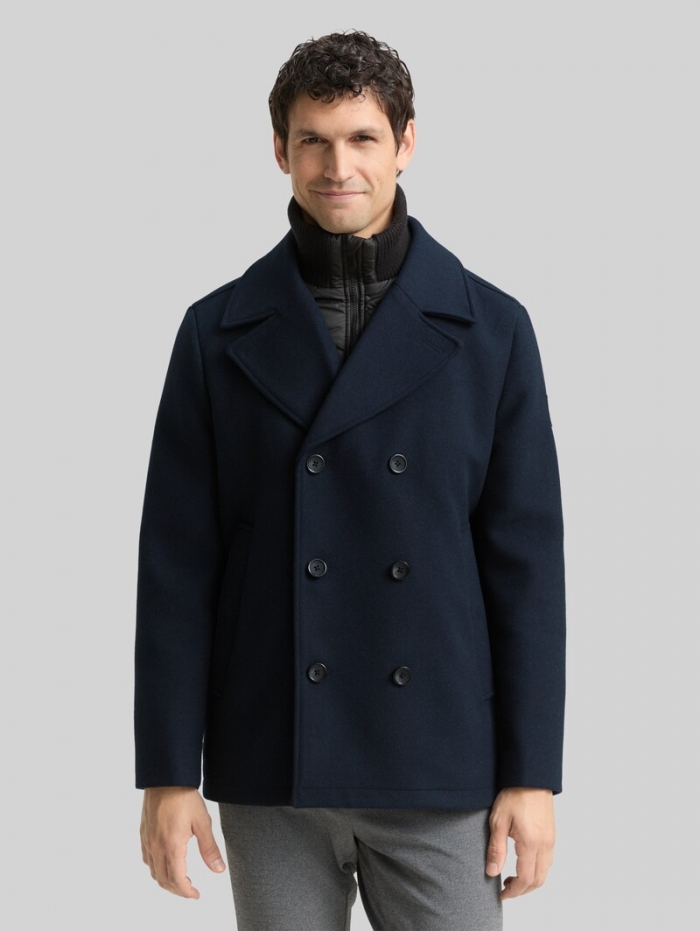 Tom Tailor 2-in-1 Wolljacke mit abnehmbarer Innenjacke - Sky Captain Blue
