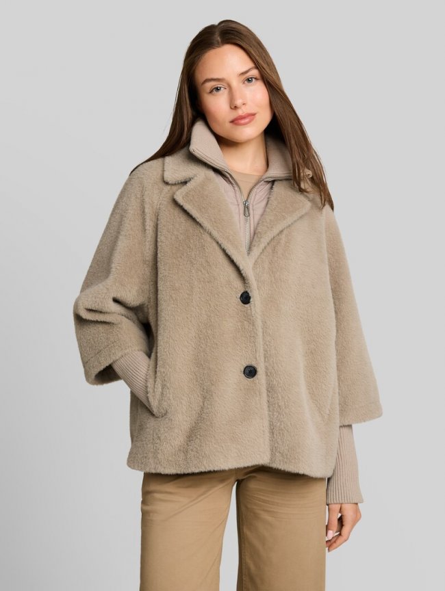 Tom Tailor Cosy Cape Jacke im 2-in-1-Look - Soft Taupe Grey Tom Tailor Cosy Cape Jacke im 2-in-1-Look - Soft Taupe Grey