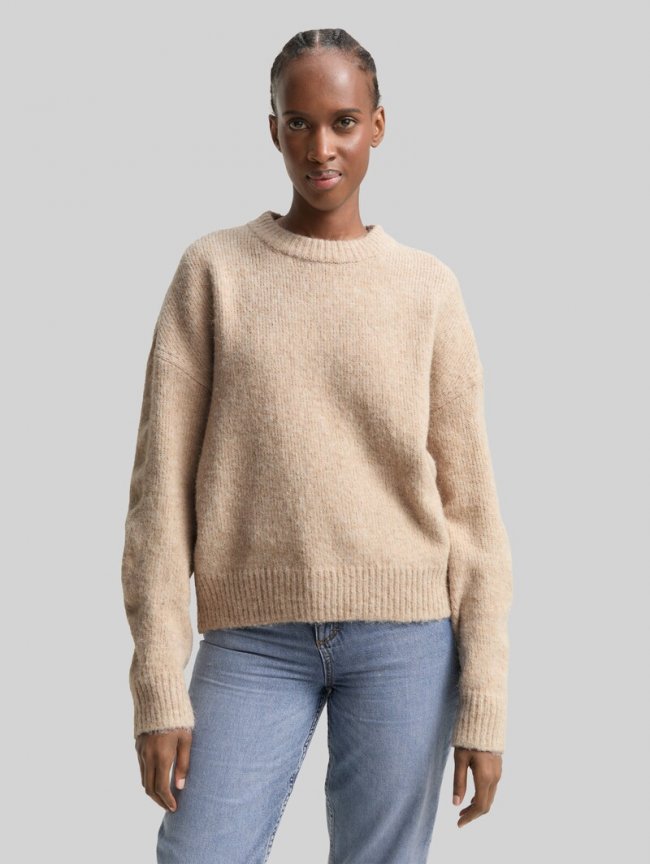 Tom Tailor Oversize Strickpullover - Cosy Beige Melange