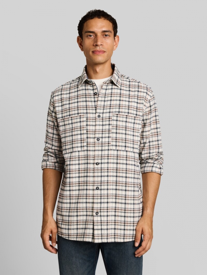 Tom Tailor Comfort Fit Flanell-Hemd mit Karomuster - White Based Mint Check Tom Tailor Comfort Fit Flanell-Hemd mit Karomuster - White Based Mint Check