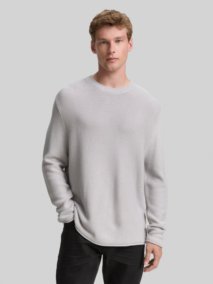 Tom Tailor Relaxed Fit Strickpullover - Light Stone Grey Melange Tom Tailor Relaxed Fit Strickpullover - Light Stone Grey Melange