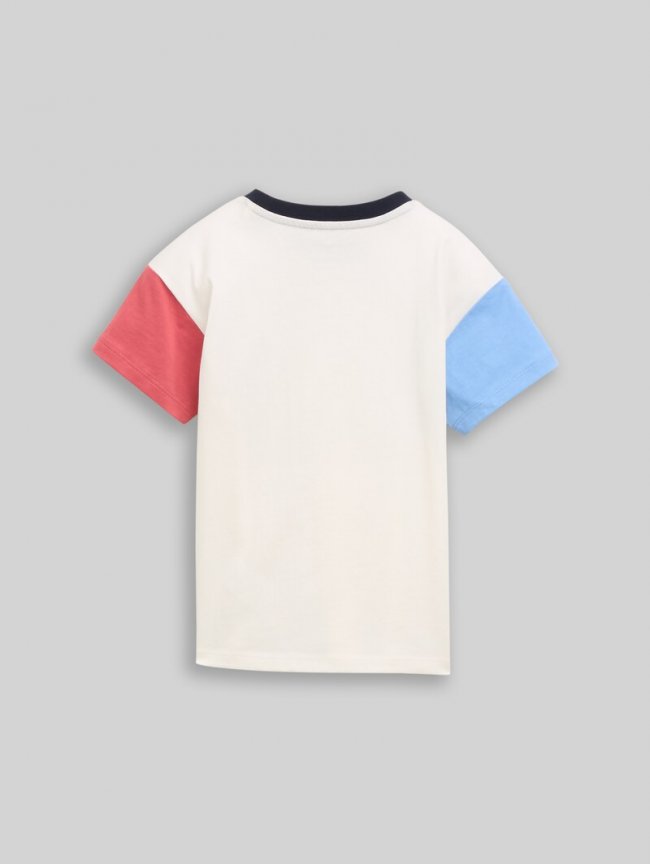 Tom Tailor Oversize T-Shirt mit Colour Blocking - Wool White Tom Tailor Oversize T-Shirt mit Colour Blocking - Wool White