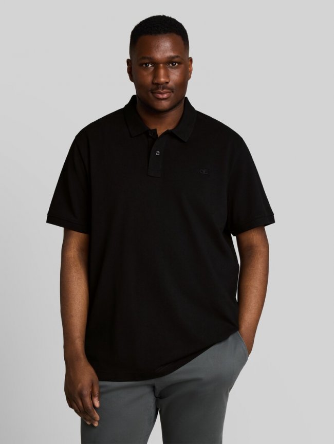 Tom Tailor Plus Size - Piqué Poloshirt mit Logo-Stickerei - Black Tom Tailor Plus Size - Piqué Poloshirt mit Logo-Stickerei - Black