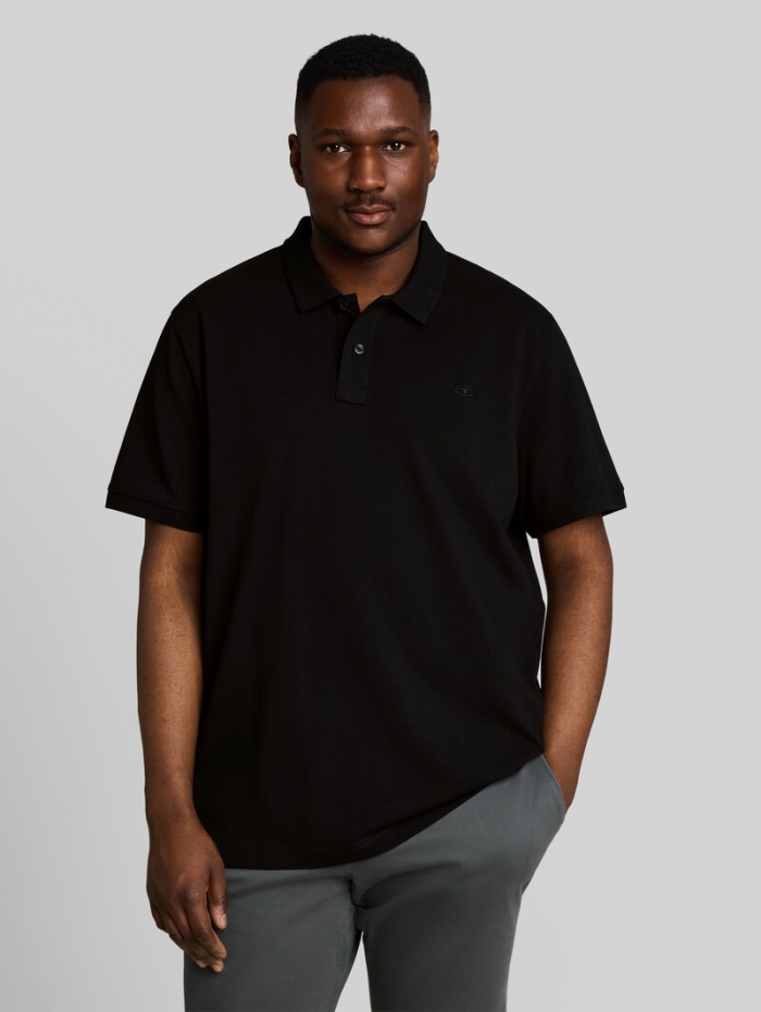 Tom Tailor Plus Size - Piqué Poloshirt mit Logo-Stickerei - Black Tom Tailor Plus Size - Piqué Poloshirt mit Logo-Stickerei - Black