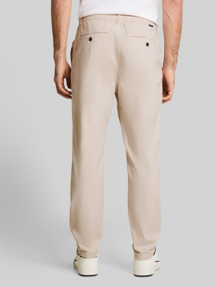 Tom Tailor Regular Tapered Chino Hose mit Kordelzug - Cashew Beige Structure Tom Tailor Regular Tapered Chino Hose mit Kordelzug - Cashew Beige Structure