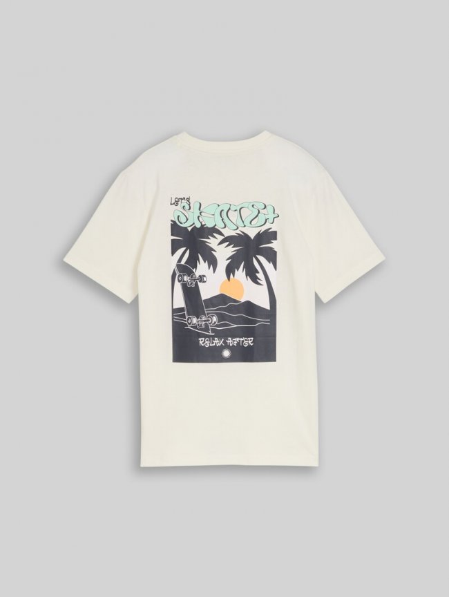 Tom Tailor Glow-in-the-Dark T-Shirt mit Rückenprint - Wool White Tom Tailor Glow-in-the-Dark T-Shirt mit Rückenprint - Wool White