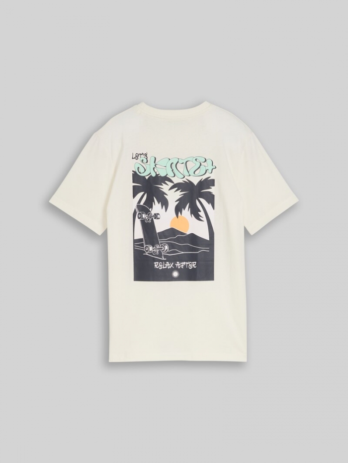 Tom Tailor Glow-in-the-Dark T-Shirt mit Rückenprint - Wool White Tom Tailor Glow-in-the-Dark T-Shirt mit Rückenprint - Wool White