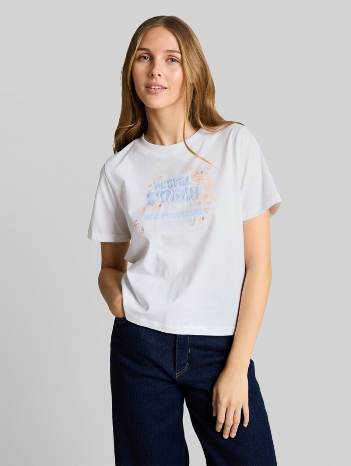 Tom Tailor Loose Fit T-Shirt mit Stickerei - White Tom Tailor Loose Fit T-Shirt mit Stickerei - White