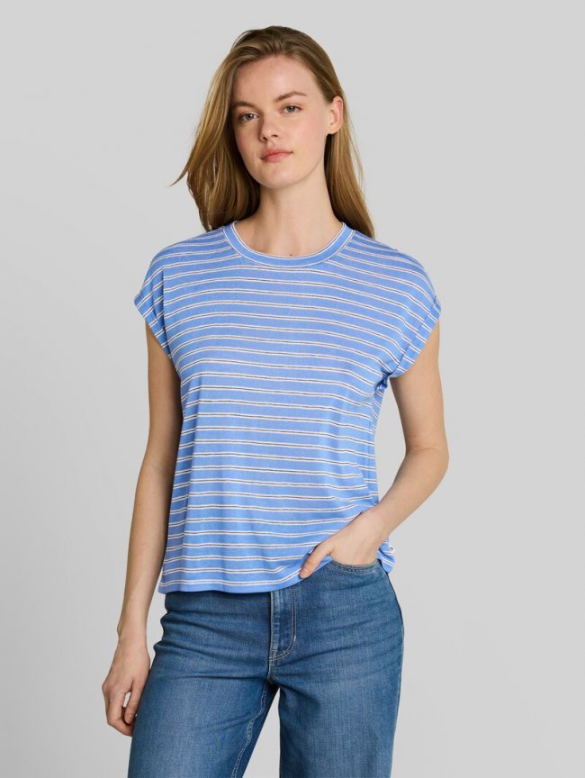 Tom Tailor T-Shirt mit Streifenmuster - Blue White Black Stripe Tom Tailor T-Shirt mit Streifenmuster - Blue White Black Stripe