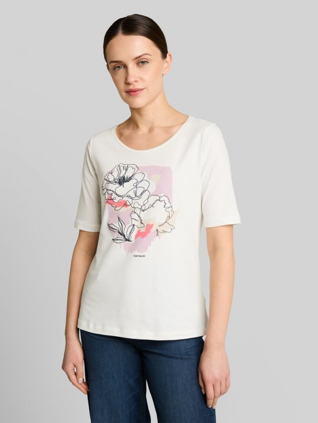 Tom Tailor T-Shirt mit Print - Whisper White Tom Tailor T-Shirt mit Print - Whisper White