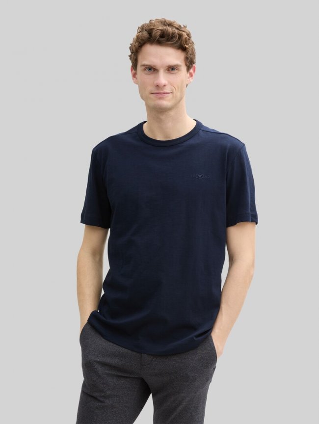 Tom Tailor Basic T-Shirt aus Baumwolle - Sky Captain Blue Tom Tailor Basic T-Shirt aus Baumwolle - Sky Captain Blue