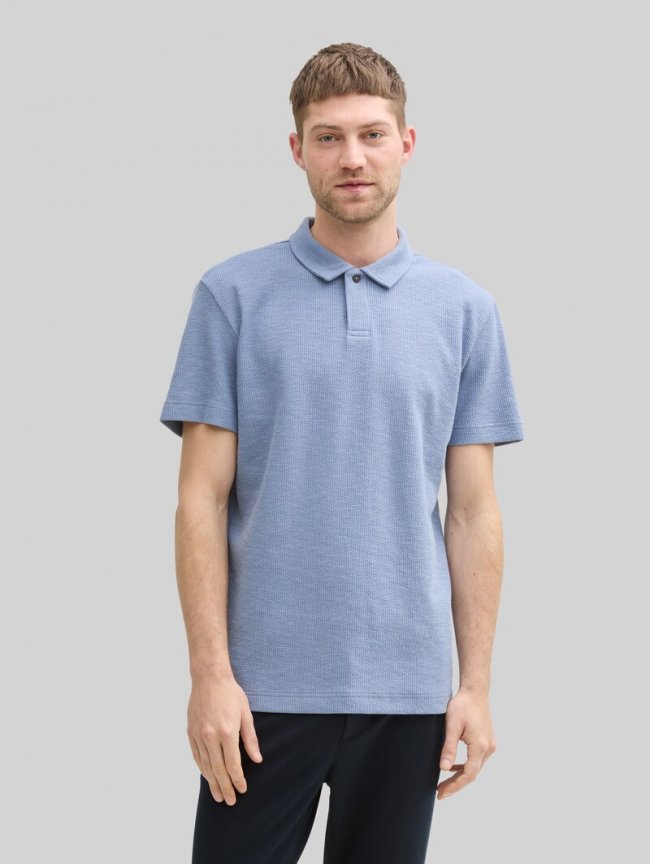 Tom Tailor Ripp Poloshirt mit Stretch-Anteil - Dove Blue Tom Tailor Ripp Poloshirt mit Stretch-Anteil - Dove Blue