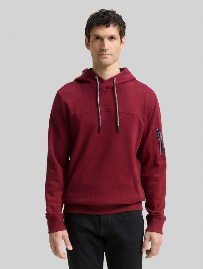 Tom Tailor Hoodie Sweatshirt mit Taschen - Cabarnet Bordeaux Red Tom Tailor Hoodie Sweatshirt mit Taschen - Cabarnet Bordeaux Red