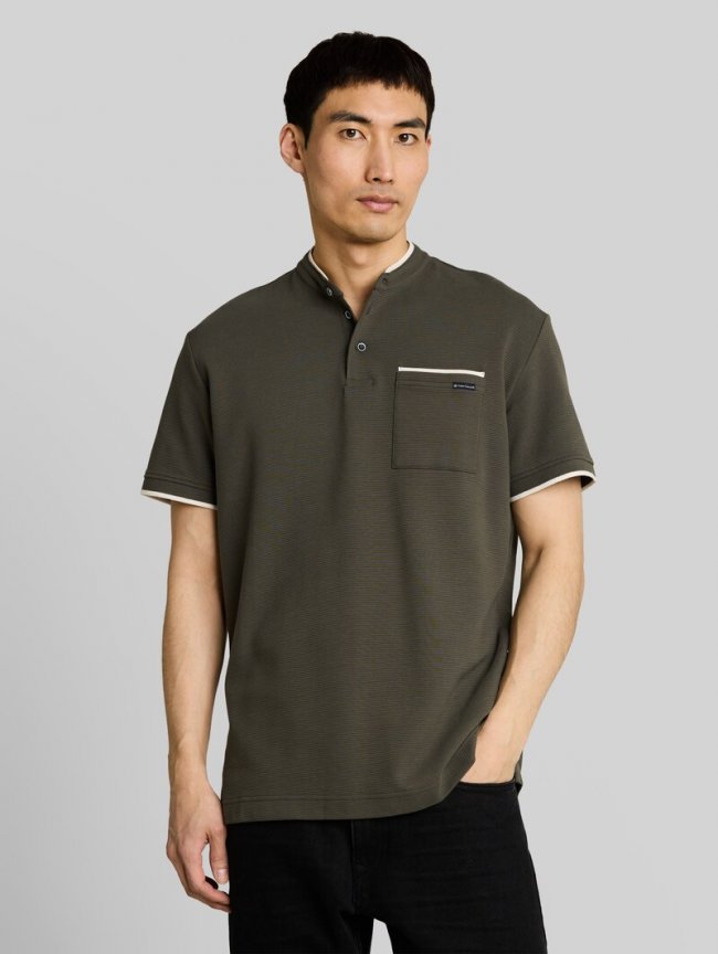 Tom Tailor Poloshirt mit Brusttasche - Leaf Green Ottoman Tom Tailor Poloshirt mit Brusttasche - Leaf Green Ottoman