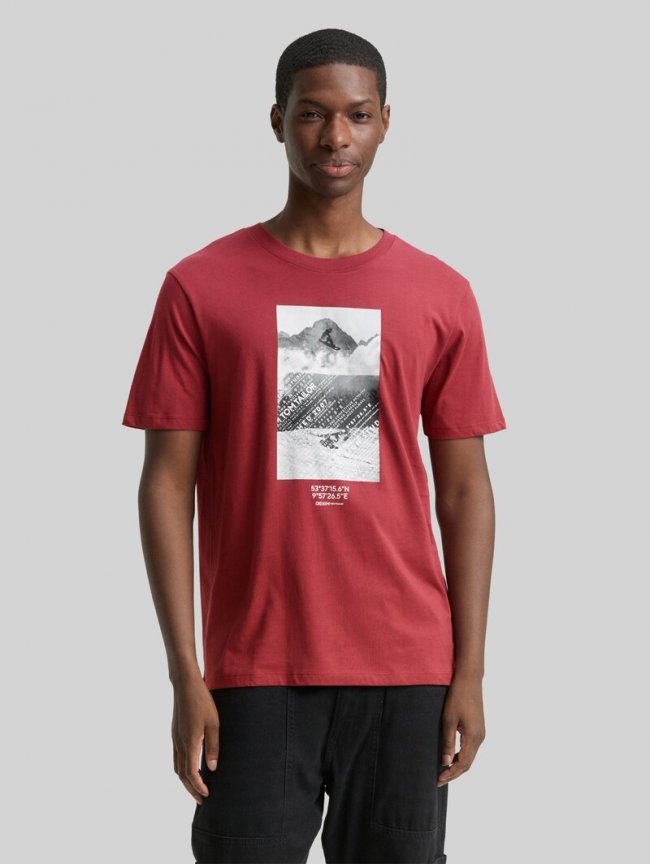 Tom Tailor T-Shirt mit Foto-Print - Burnt Russet Tom Tailor T-Shirt mit Foto-Print - Burnt Russet
