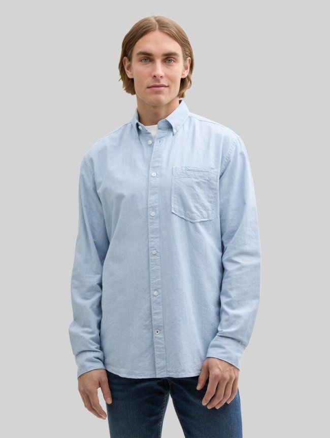 Tom Tailor Regular Fit Hemd mit Brusttasche - Light Blue Chambray Tom Tailor Regular Fit Hemd mit Brusttasche - Light Blue Chambray