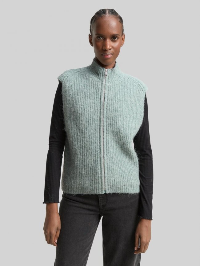 Tom Tailor Pullunder mit Stehkragen - Silver Cloud Blue Melange Tom Tailor Pullunder mit Stehkragen - Silver Cloud Blue Melange
