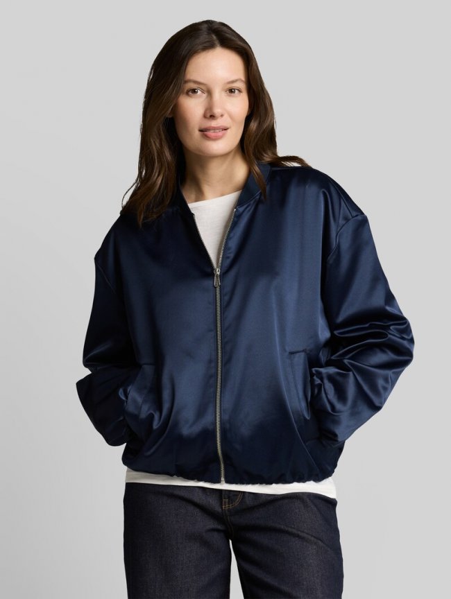 Tom Tailor Satin Blouson Jacke mit Bomberkragen - Sky Captain Blue Tom Tailor Satin Blouson Jacke mit Bomberkragen - Sky Captain Blue