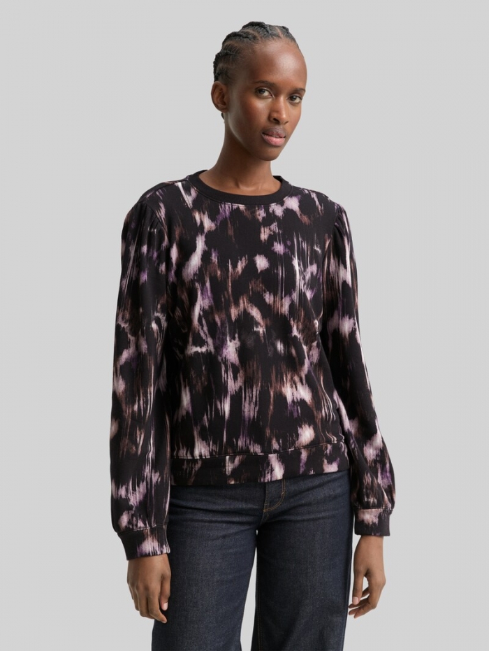 Tom Tailor Sweatshirt mit Muster - Black Brown Abstract Print Tom Tailor Sweatshirt mit Muster - Black Brown Abstract Print