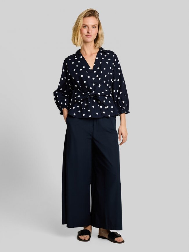 Tom Tailor Loose Fit Wickelbluse - Navy Big Dot Design Tom Tailor Loose Fit Wickelbluse - Navy Big Dot Design