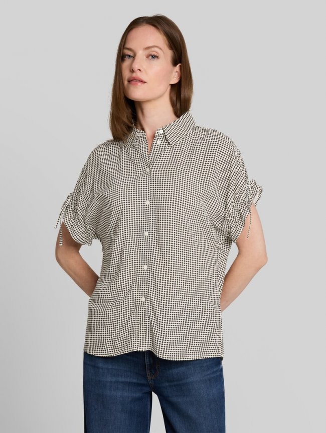 Tom Tailor Loose Fit Bluse mit Schleifen - Small Brown Dot Print Tom Tailor Loose Fit Bluse mit Schleifen - Small Brown Dot Print