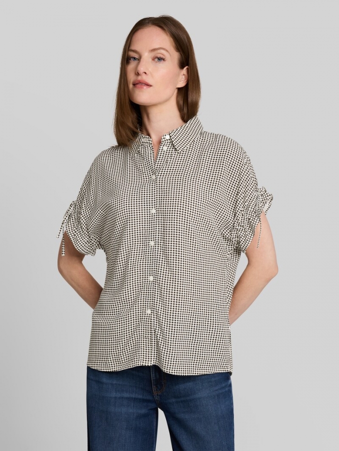 Tom Tailor Loose Fit Bluse mit Schleifen - Small Brown Dot Print Tom Tailor Loose Fit Bluse mit Schleifen - Small Brown Dot Print