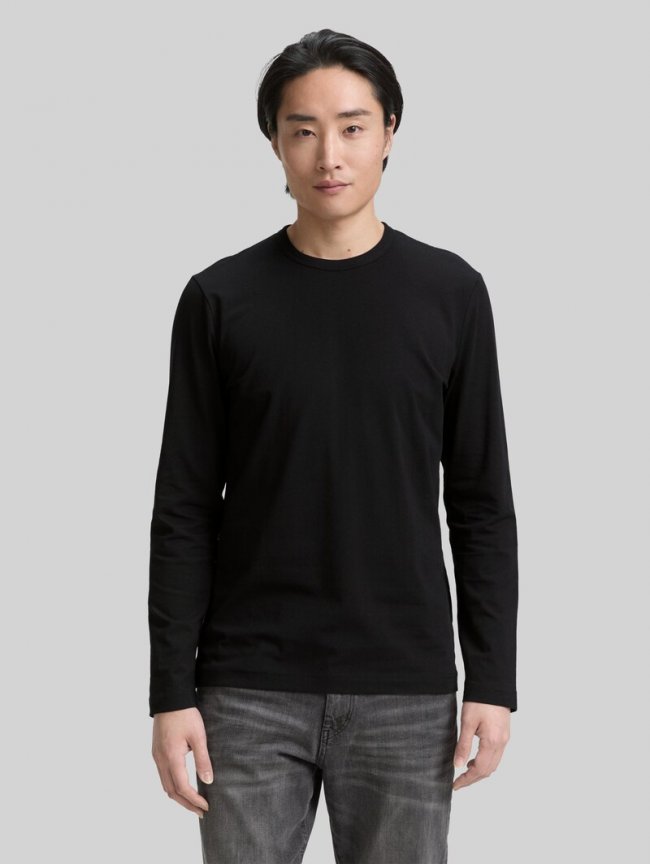 Tom Tailor Slim Fit Langarmshirt mit Stretch - Black Tom Tailor Slim Fit Langarmshirt mit Stretch - Black