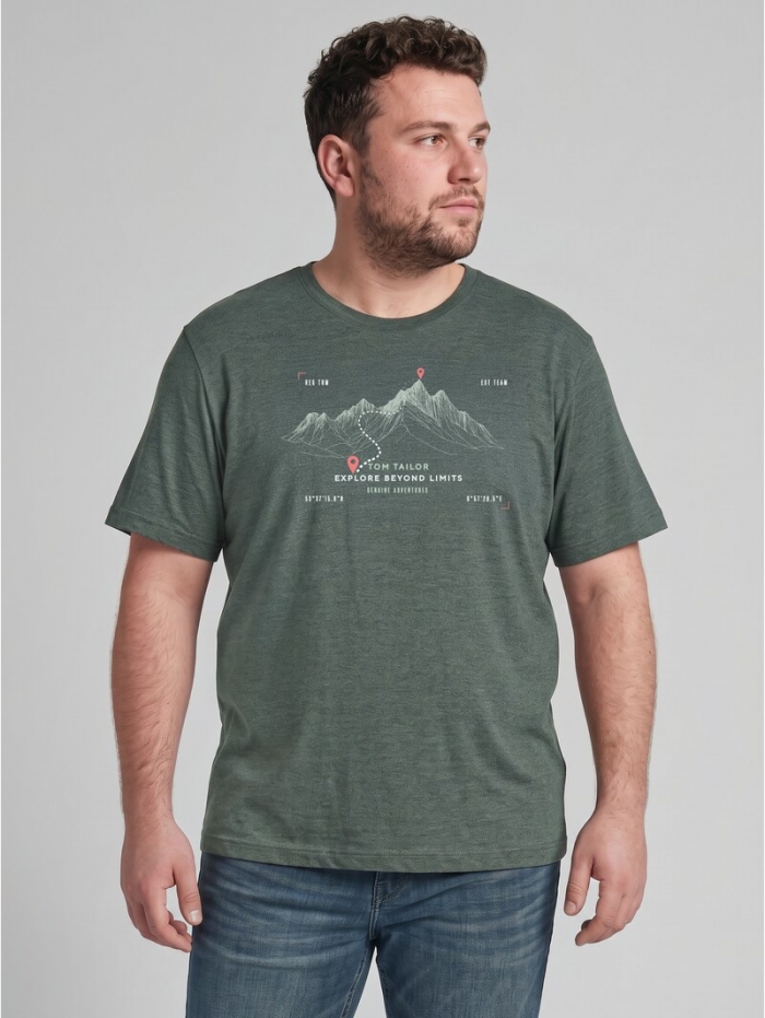 Tom Tailor Plus Size - T-Shirt mit Print - Mint Olive Injected Stripe Tom Tailor Plus Size - T-Shirt mit Print - Mint Olive Injected Stripe