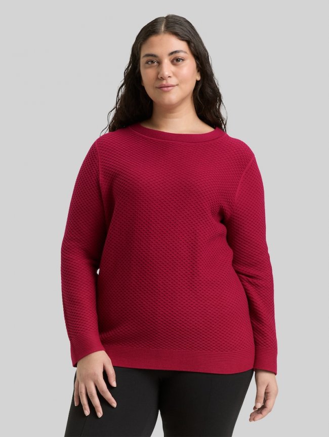 Tom Tailor Plus Size - Loose Fit Strickpullover aus Baumwolle - Rumba Red Tom Tailor Plus Size - Loose Fit Strickpullover aus Baumwolle - Rumba Red