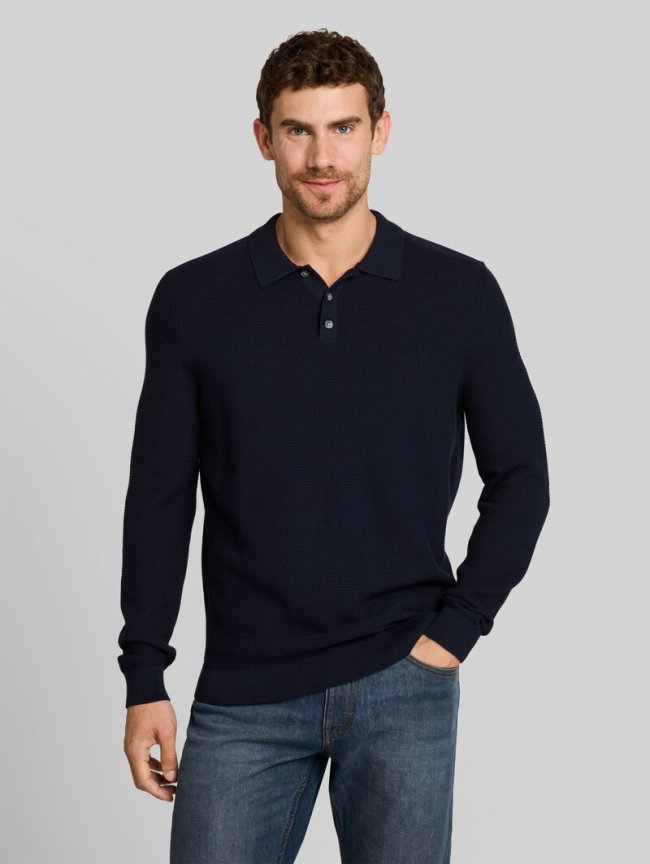 Tom Tailor Strickpullover mit Polokragen - Sky Captain Blue Tom Tailor Strickpullover mit Polokragen - Sky Captain Blue