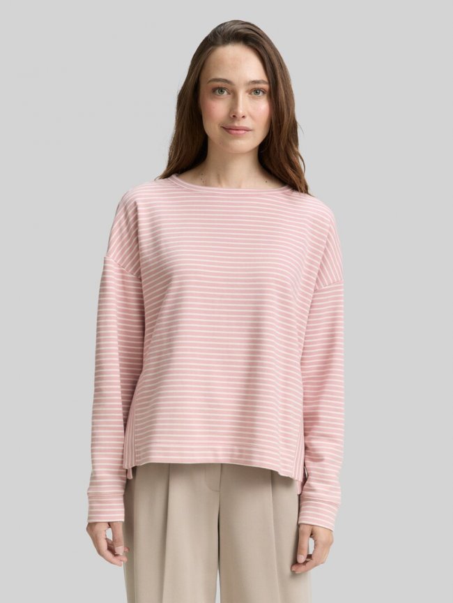 Tom Tailor Sweatshirt mit Streifenmuster - Morning Pink Offwhite Stripe Tom Tailor Sweatshirt mit Streifenmuster - Morning Pink Offwhite Stripe