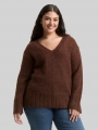 Tom Tailor Plus Size - Loose Fit Strickpullover mit Wollanteil - Dark Pecan Brown Melange Tom Tailor Plus Size - Loose Fit Strickpullover mit Wollanteil - Dark Pecan Brown Melange