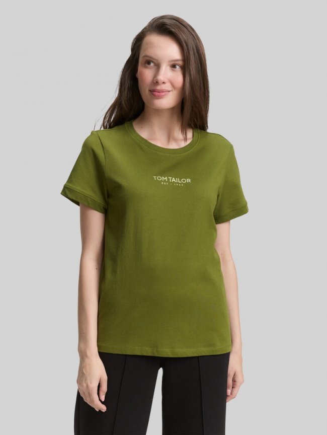 Tom Tailor T-Shirt mit Logo-Print - Deep Ivy Green Tom Tailor T-Shirt mit Logo-Print - Deep Ivy Green