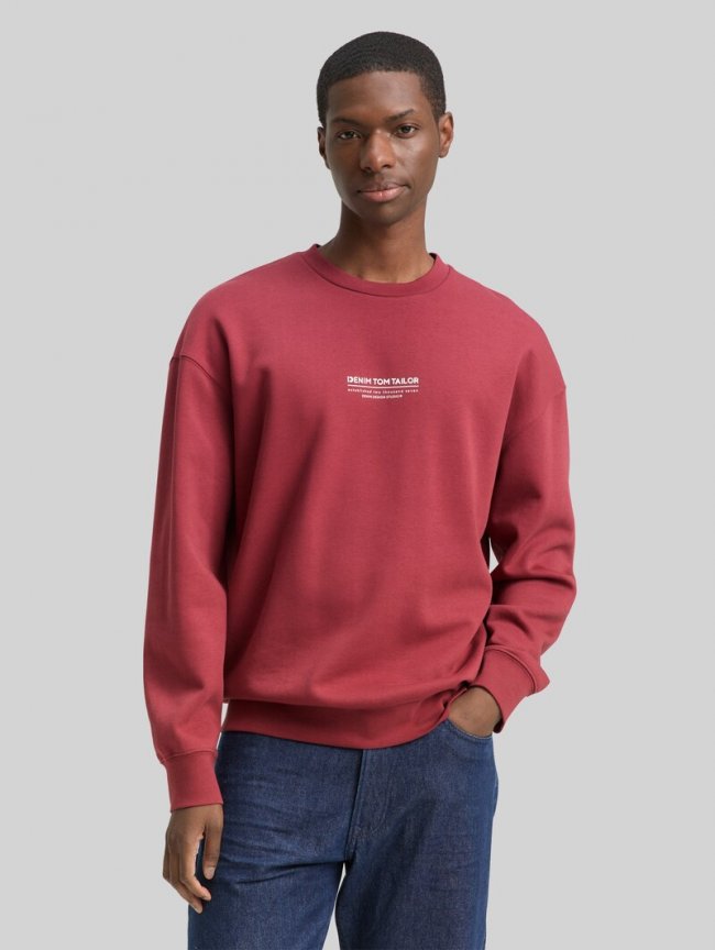 Tom Tailor Relaxed Sweatshirt mit Logo-Print - Burnt Russet Tom Tailor Relaxed Sweatshirt mit Logo-Print - Burnt Russet