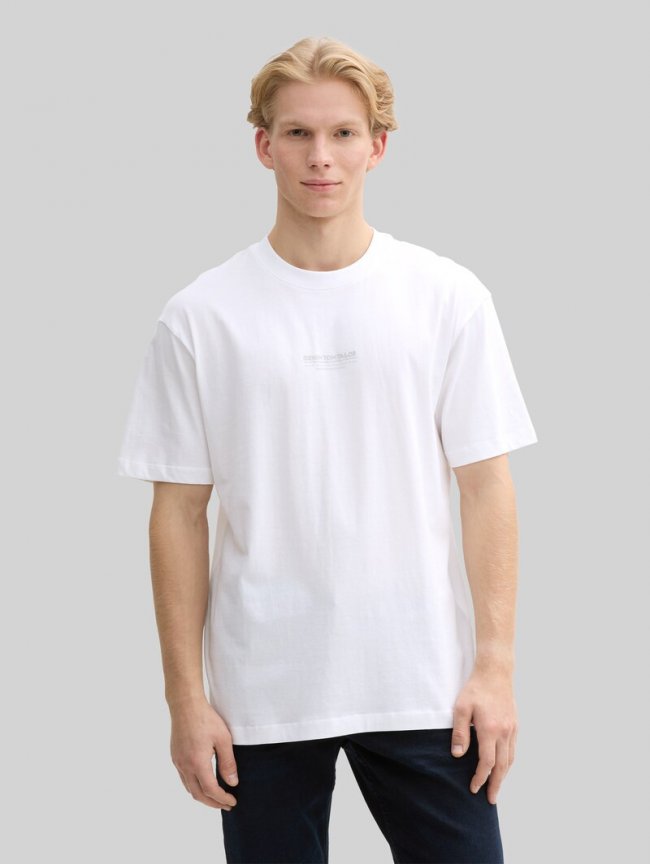 Tom Tailor Relaxed Fit T-Shirt aus Baumwolle - White Tom Tailor Relaxed Fit T-Shirt aus Baumwolle - White