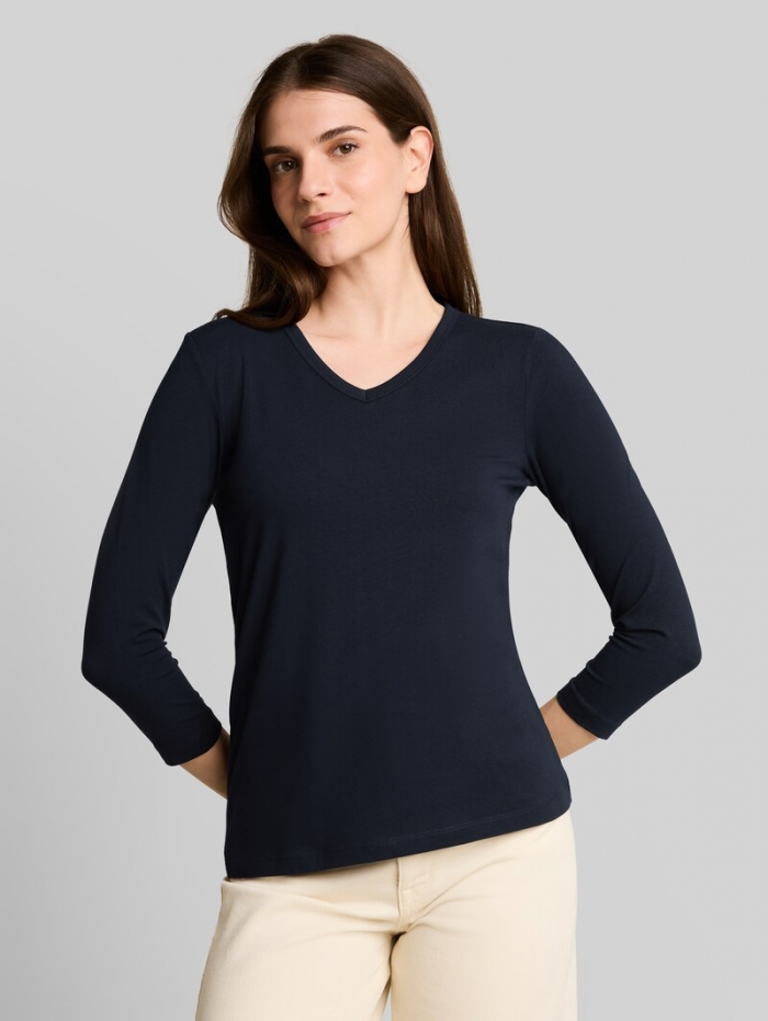 Tom Tailor Basic Langarmshirt mit V-Ausschnitt - Sky Captain Blue Tom Tailor Basic Langarmshirt mit V-Ausschnitt - Sky Captain Blue
