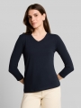 Tom Tailor Basic Langarmshirt mit V-Ausschnitt - Sky Captain Blue Tom Tailor Basic Langarmshirt mit V-Ausschnitt - Sky Captain Blue