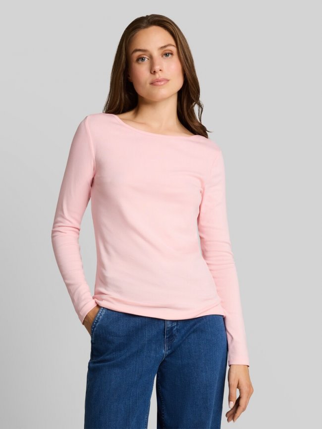 Tom Tailor Slim Fit Langarmshirt mit U-Boot-Ausschnitt - Light Pastel Pink Tom Tailor Slim Fit Langarmshirt mit U-Boot-Ausschnitt - Light Pastel Pink