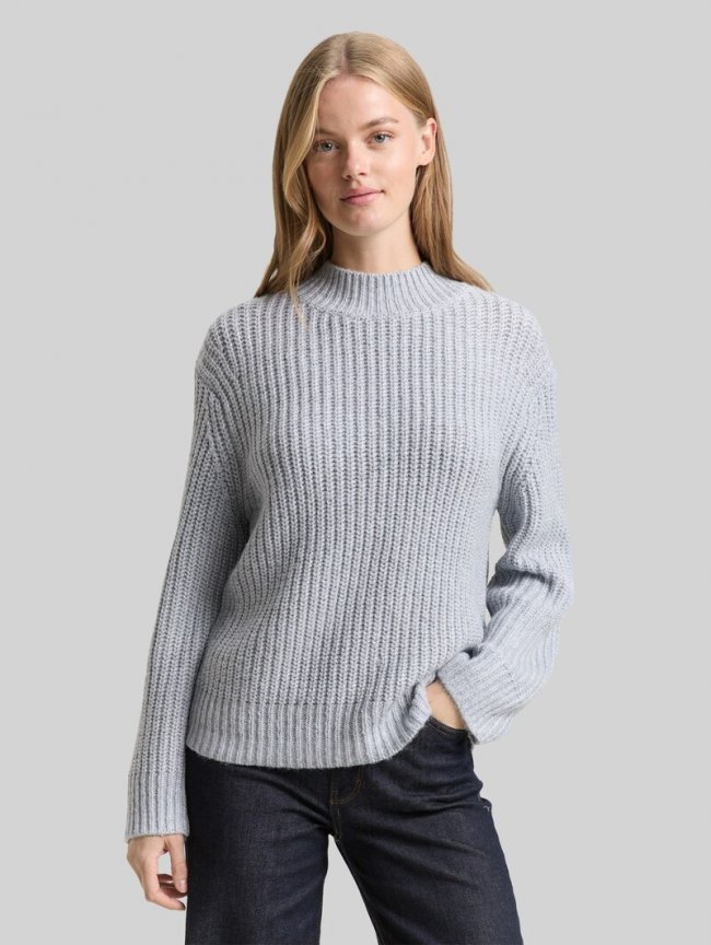 Tom Tailor Relaxed Fit Strickpullover mit Glitzer-Effekt - Cement Grey Mélange Tom Tailor Relaxed Fit Strickpullover mit Glitzer-Effekt - Cement Grey Mélange