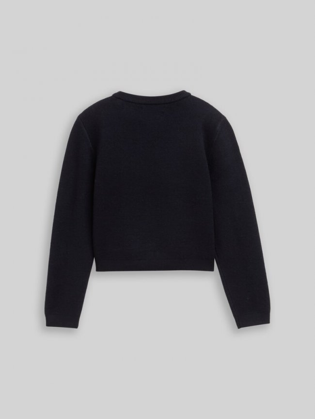 Tom Tailor Cropped Strickpullover mit Stickerei - Sky Captain Blue Tom Tailor Cropped Strickpullover mit Stickerei - Sky Captain Blue