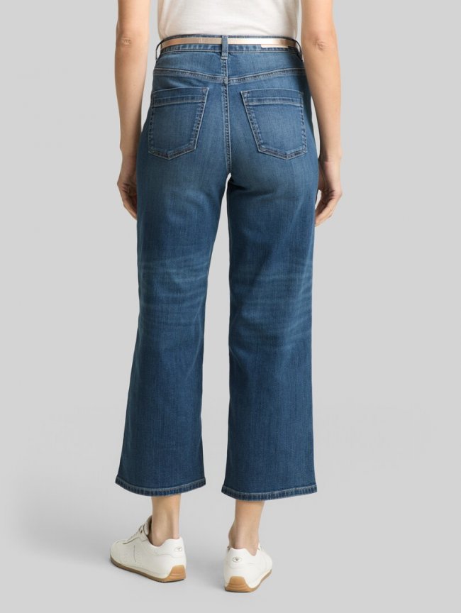 Tom Tailor TTNELMA CULOTTE Stretch Jeans mit Gürtel - Clean Mid Stone Blue Denim Tom Tailor TTNELMA CULOTTE Stretch Jeans mit Gürtel - Clean Mid Stone Blue Denim