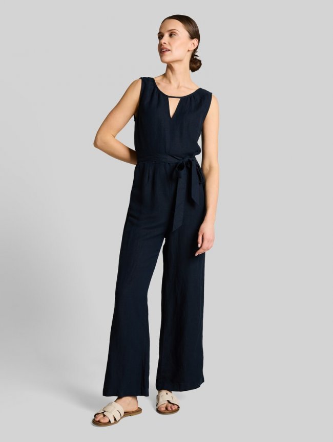 Tom Tailor Jumpsuit mit Leinenanteil - Sky Captain Blue Tom Tailor Jumpsuit mit Leinenanteil - Sky Captain Blue
