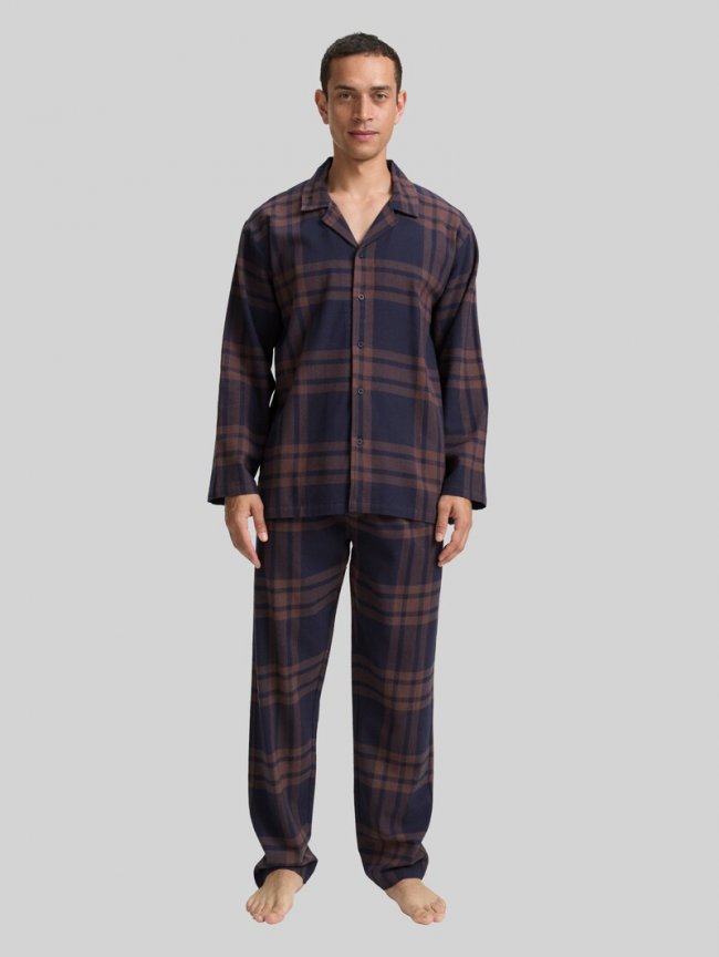 Tom Tailor Pyjama-Set mit Karomuster - Braun-dunkel-karo