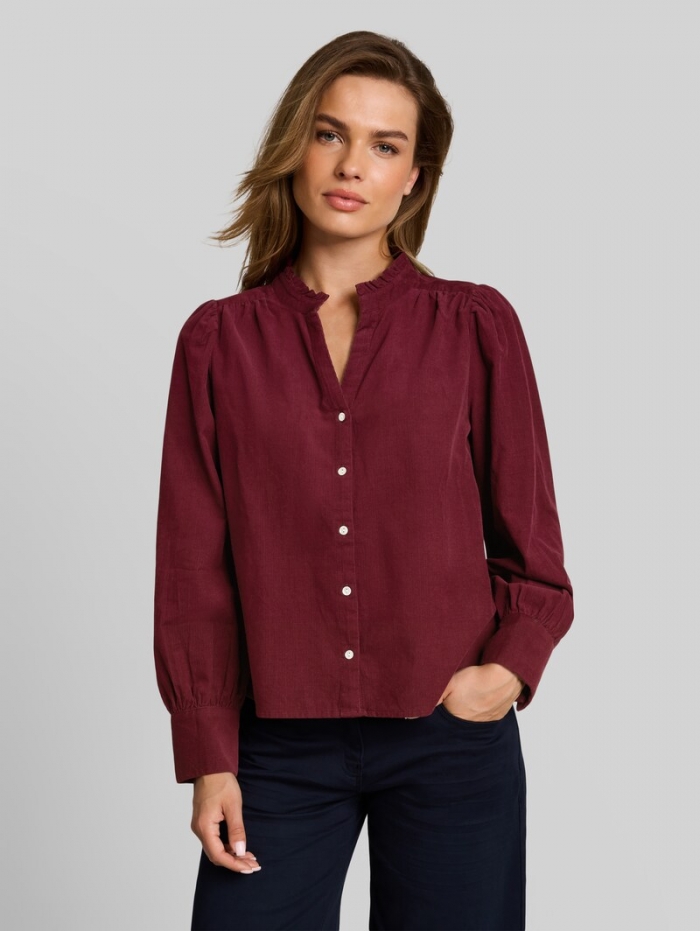 Tom Tailor Cordbluse mit Rüschenkragen - Preppy Plum Tom Tailor Cordbluse mit Rüschenkragen - Preppy Plum