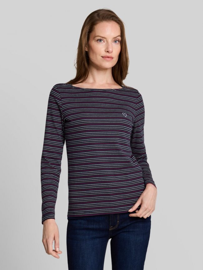 Tom Tailor Langarmshirt mit Herz-Stickerei - Blue Pink Beige Stripe Tom Tailor Langarmshirt mit Herz-Stickerei - Blue Pink Beige Stripe
