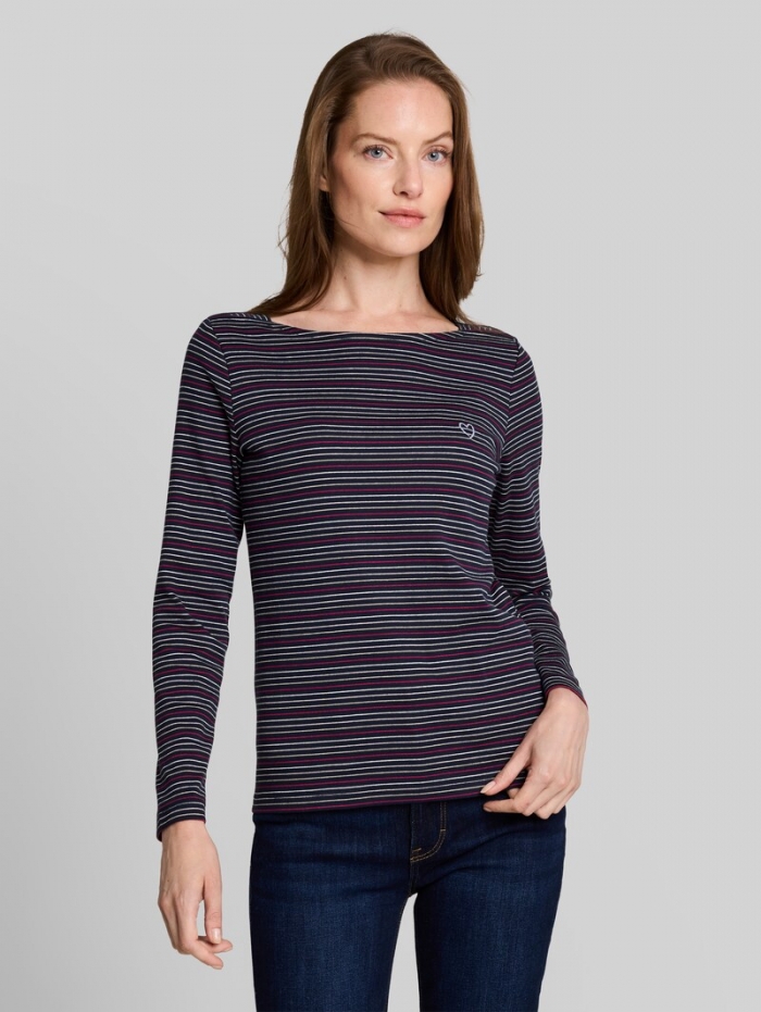Tom Tailor Langarmshirt mit Herz-Stickerei - Blue Pink Beige Stripe Tom Tailor Langarmshirt mit Herz-Stickerei - Blue Pink Beige Stripe