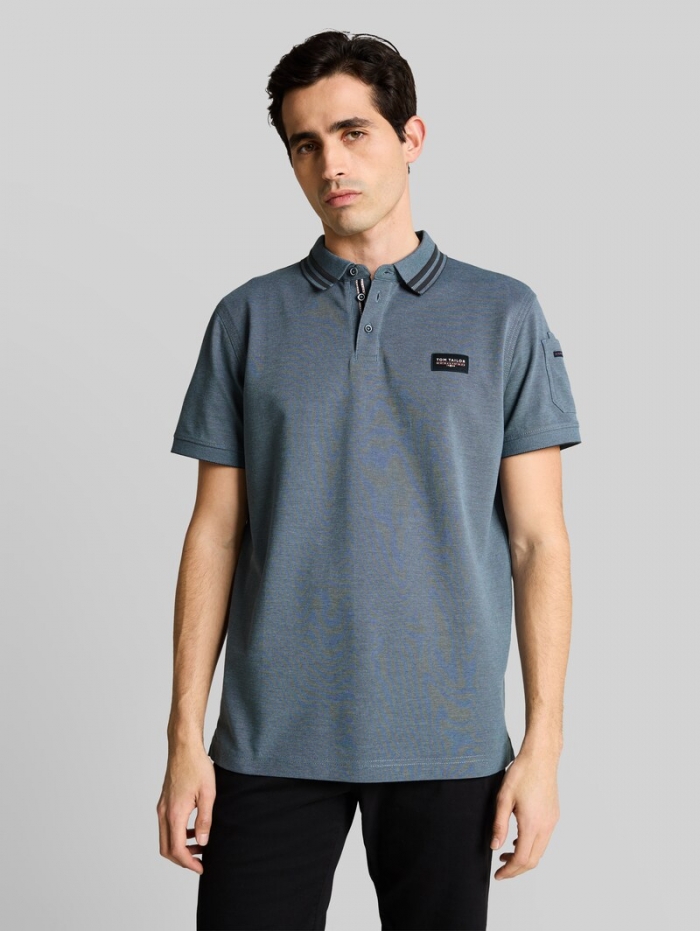 Tom Tailor Poloshirt mit Ärmeltasche - Blue Grey Two Tone Tom Tailor Poloshirt mit Ärmeltasche - Blue Grey Two Tone