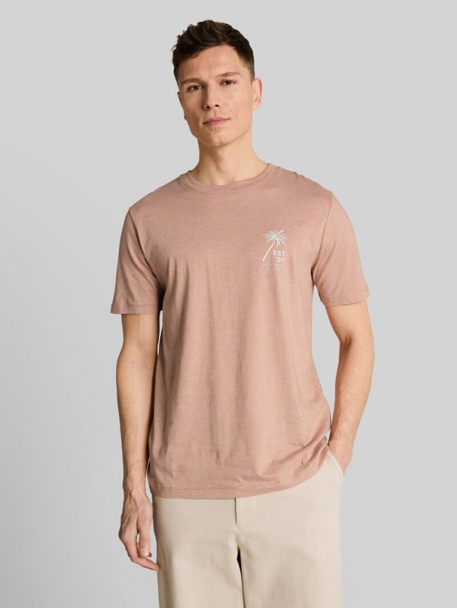 Tom Tailor T-Shirt mit Palmenprint - Faded Copper Orange Tom Tailor T-Shirt mit Palmenprint - Faded Copper Orange