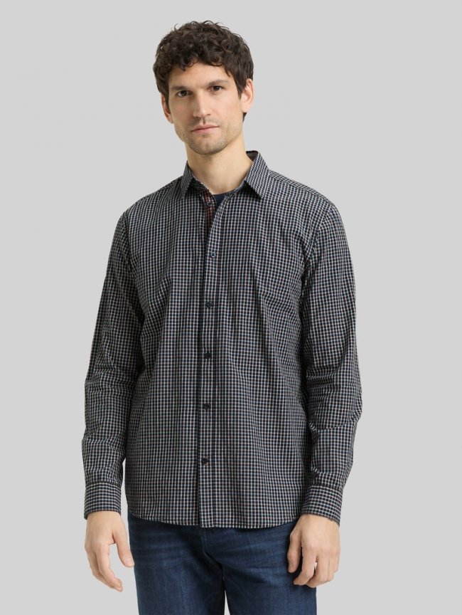 Tom Tailor Regular Fit Hemd mit Karomuster - Navy Small Check Tom Tailor Regular Fit Hemd mit Karomuster - Navy Small Check